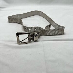 Vintage Size Small Silver Tone Metal Mesh Grommet Belt
